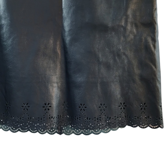 Caslon Leather Skirt with Laser Cut Floral Trim - Picture 5 of 7